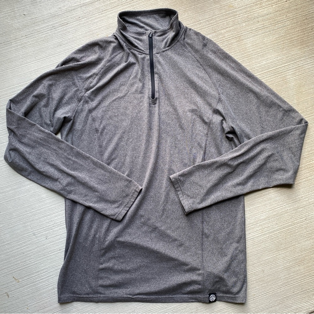 REI Co-op Quarter-Zip Tech Shirt Men Medium Heather Gray Long Sleeve Performance